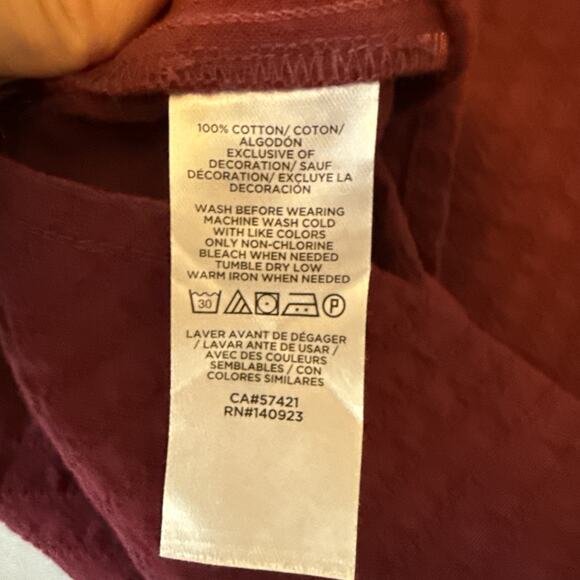 Loft Women's M Boho Puff Sleeve Textured Burgundy Blouse Crochet Cottagecore - Picture 6 of 10